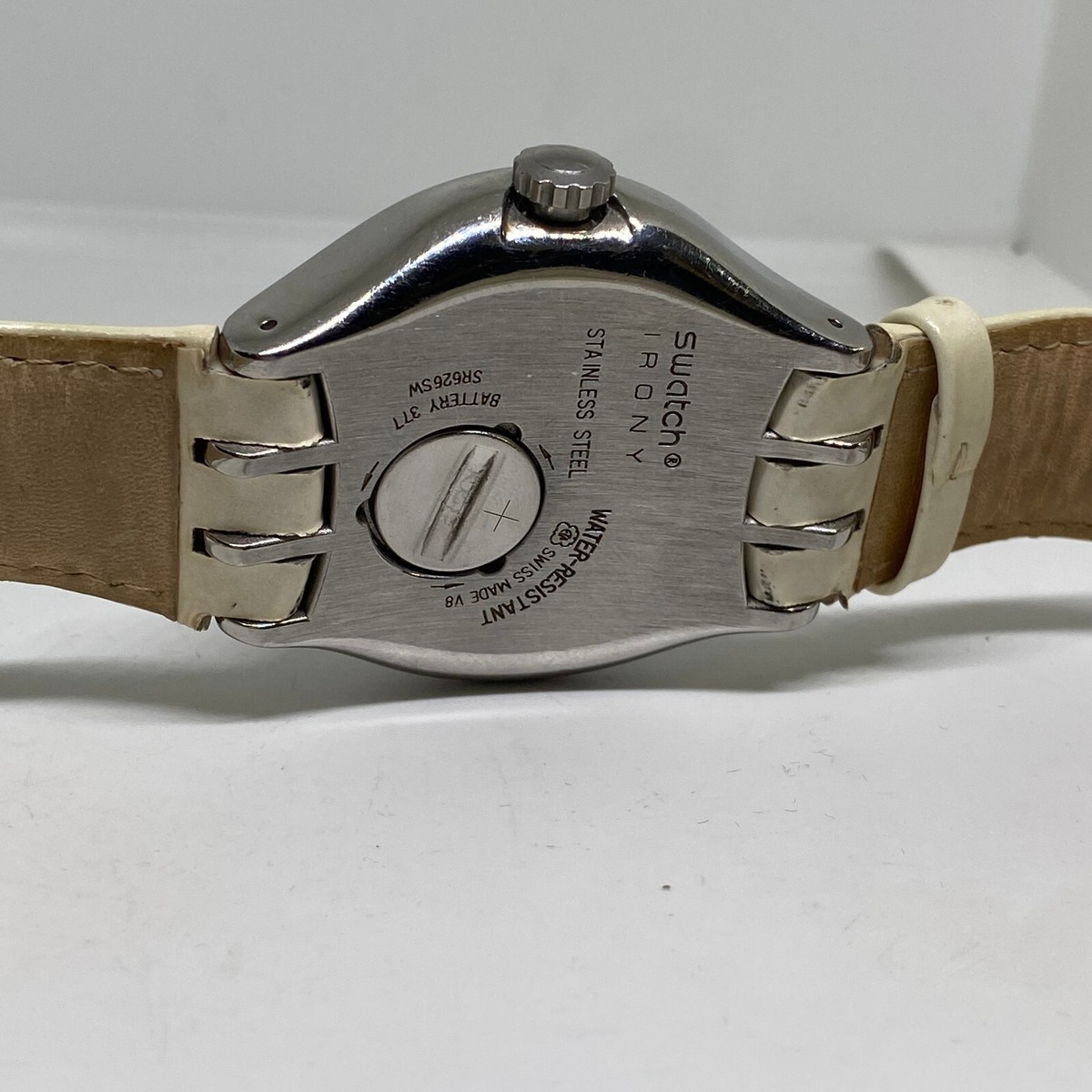Swatch watch Irony White Leather Swiss Model RS626SW Stainless