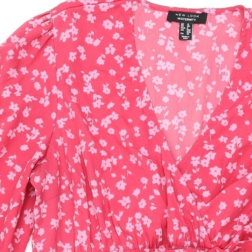 New Look Womens Pink Floral Polyester A-Line Size 12 V-Neck Pullover - Picture 8 of 10