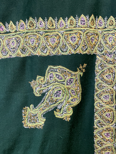 AUTHENTIC VINTAGE INDIAN SHAWL SCARF HEADSCARF 100% KASHMIRI WOOL HANDMADE - Picture 6 of 14