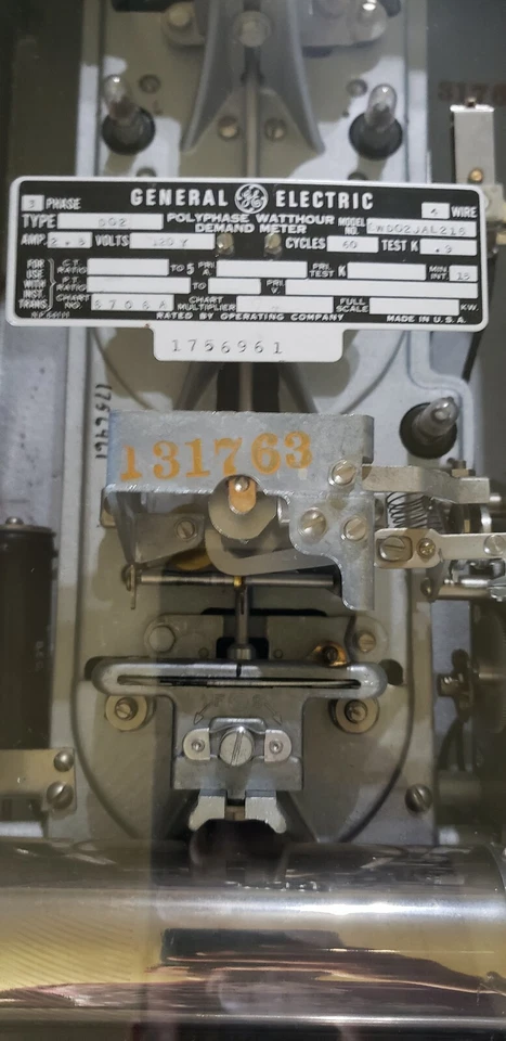 Rare Antique GE Watthour Meter 3 Phase DG2 8WDG2JAL216 Steam Punk & Glass - Image 3 of 4