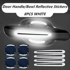 8pcs Reflective Car Door Handle Bowl Anti Scratch Sticker Protector Cover Trims