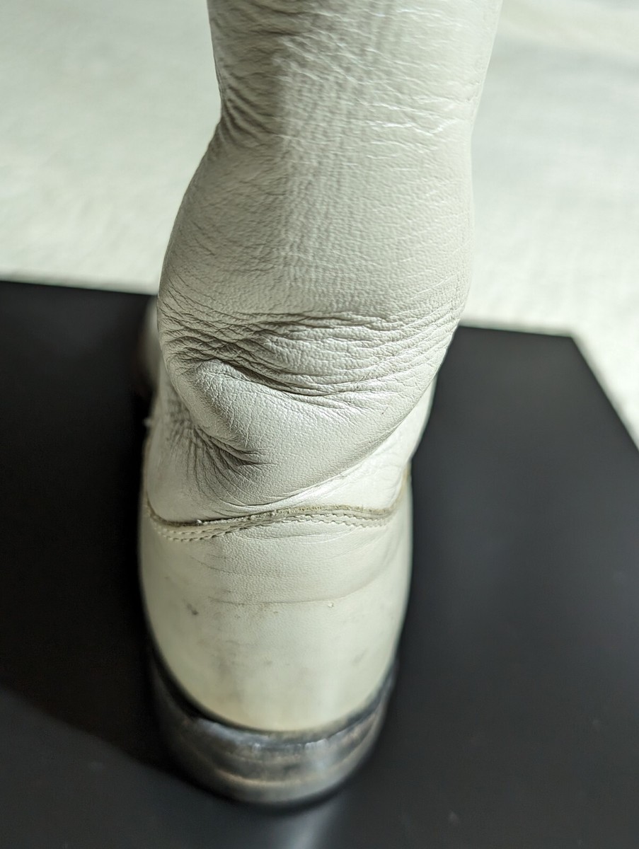 Western JUSTIN ROPER WHITE PEARL BOOTS Scruffy, Grunge Distressed Womens 5 B Vtg View 6
