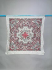 Vintage Cotton Nylon Paisley Scarf or Bandana Red Yellow Black Beige 26 by 26"