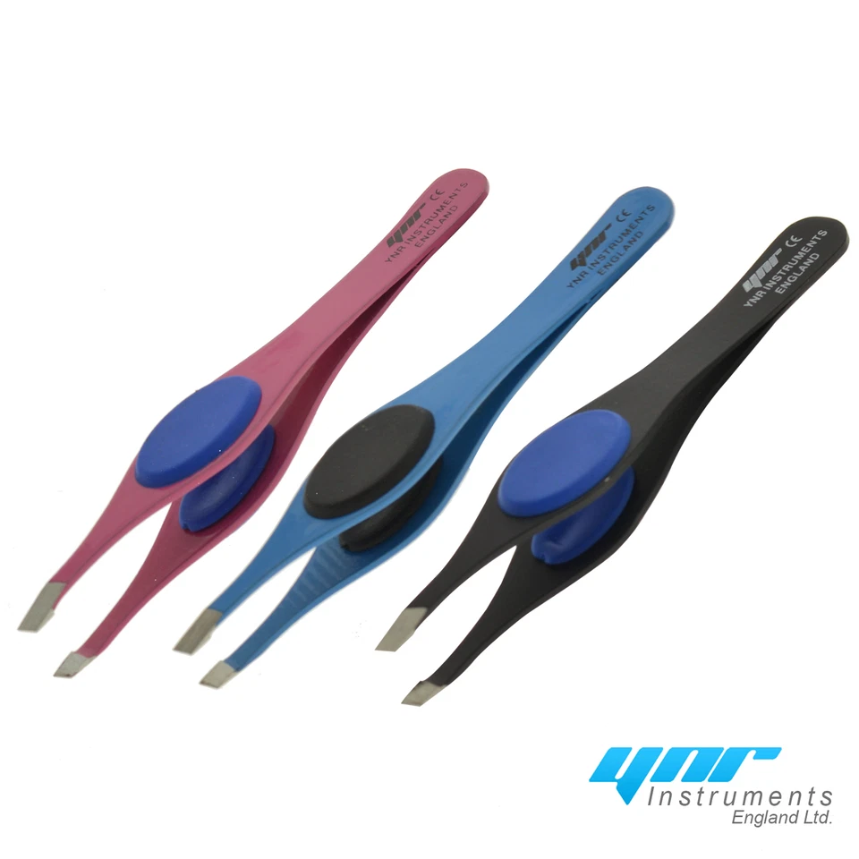 YNR England YNR Pro Eyebrow Tweezers Hair Tweezer Eyebrows Rubber Grip Comfort