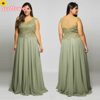 Plus Size Mother of the Bride Dresses O-Neck Sleeveless Sequined Evening Gowns