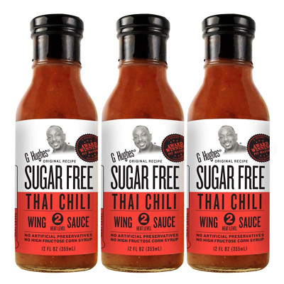 3 Pack G. Hughes Sugar Free Thai Chili Wing Sauce 12oz Bottles Sweet Marinade