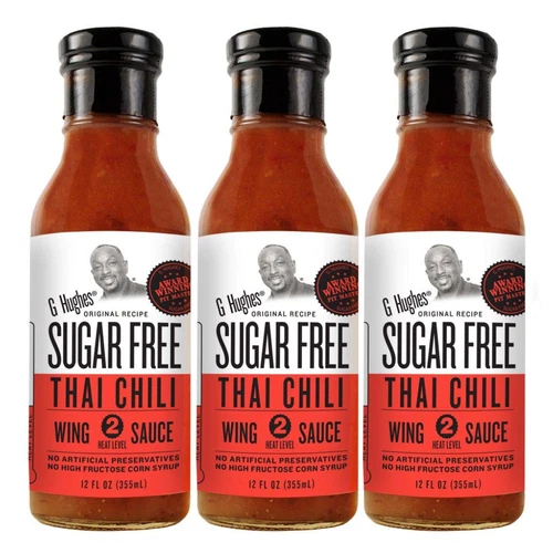 3 Pack G. Hughes Sugar Free Thai Chili Wing Sauce 12oz Bottles Sweet Marinade