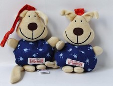 Sigikid Hund 2x blau/rot Greifling Rassel Hänger für Babyschale Maxi Cosi (T141)