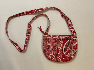 Vera Bradley Rare ROSY POSIES Red Paisley  HIPSTER Crossbody Shoulder Purse Bag