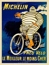 1912 "Pneu Velo Michelin" Tires Vintage Style Bicycle Riding Poster - 20x28
