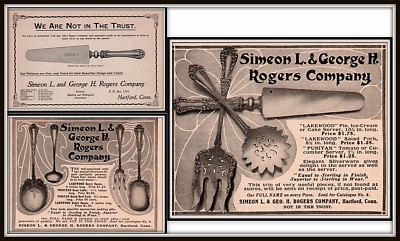 AD LOT OF 3 1902 -1904 SIMEON GEORGE ROGERS CO LAKEWOOD PURITAN PRINCESS PATTERN