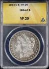 1894-O $1 Morgan Silver Dollar ANACS VF 25