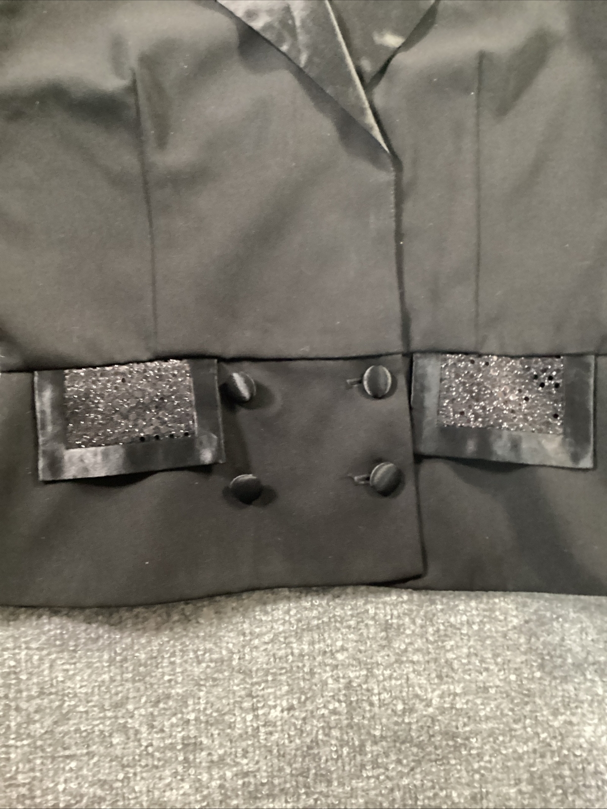 Perceptions Blazer Womens 12 Black Sequin Faux Po… - image 7