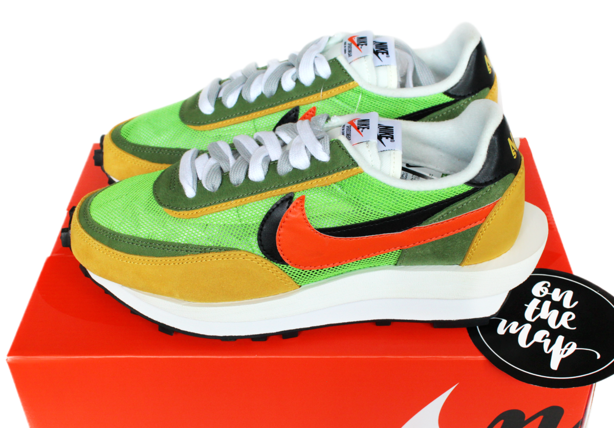 Nike x Sacai LDwaffle Daybreak Green Gusto Orange UK 4 5 6 7 US