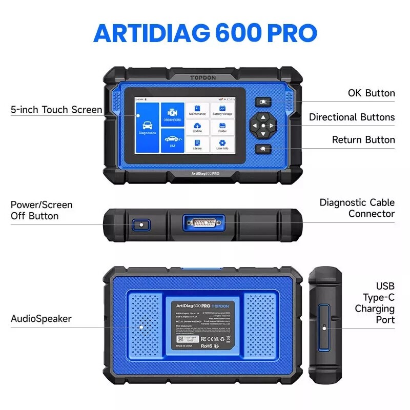 2026 TOPDON ArtiDiag 600PRO All System Scanner OBD Engine AT