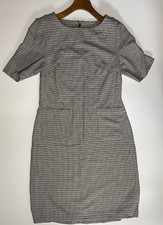 Tu Dress Size 12 Houndstooth Black White Pockets Zip Knee Length Short Sleeved