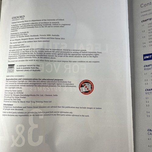 Oxford Legal Studies For VCE Justice & Outcomes Units 3 & 4 15th Edition Book - Picture 3 of 14