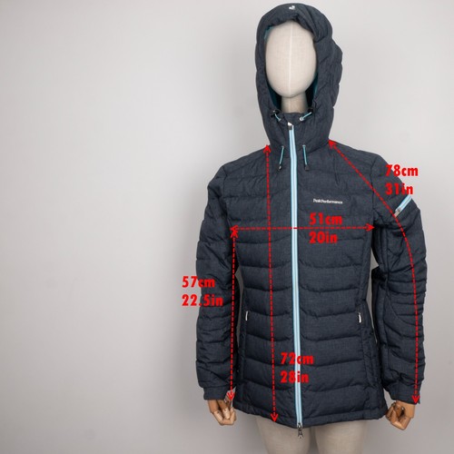 Chaqueta acolchada PEAK PERFORMANCE BLACKB gris con capucha cremallera completa para mujer M - Imagen 5 de 23