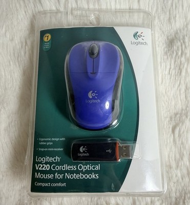 Logitech V220 Cordless Optical Mouse With USB Connector Laptop Mac or Computers