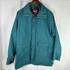 Vintage Woolrich Jacket Mens L Teal Parka Wool Blanket Lined 80s USA Made Chore