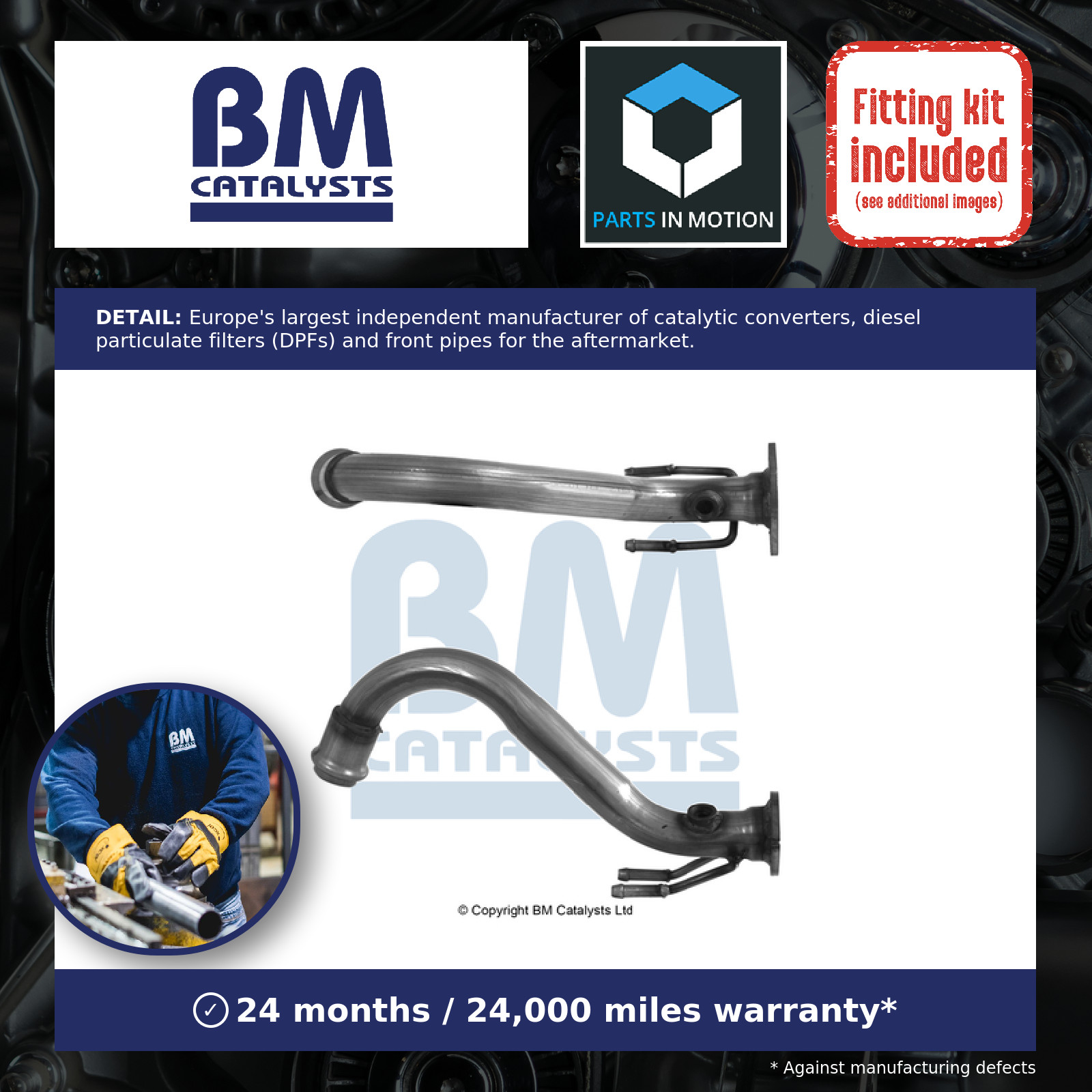 BM Catalysts Connecting Exhaust Pipe BM51015 & fitting kit FK51015B - Image 8
