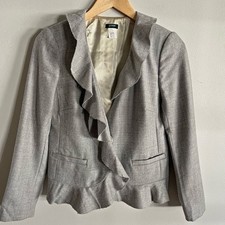 J.Crew Gray 100 Wool Ruffle Blazer Peplum Jacket Women s Size 2 Career Office