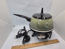 Vintage Oster Electric Fondue Pot Avocado Green Mid-Century Retro Kitchen Tested