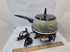 Vintage Oster Electric Fondue Pot Avocado Green Mid-Century Retro Kitchen Tested
