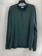Tommy John Mens Green Henley Neck Long Sleeve Ribbed Pullover T-Shirt Size 2XL