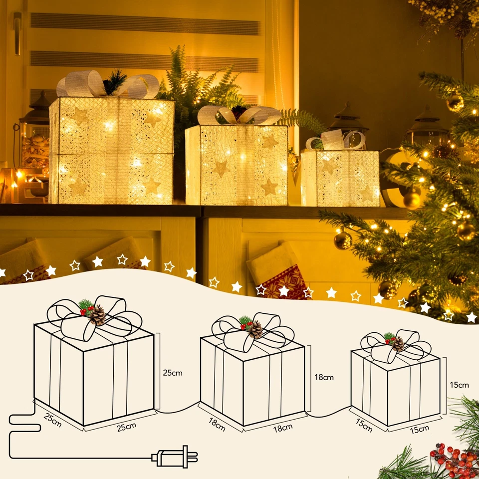 LED Geschenkbox 3er Set Weihnachten - Bild 4 von 4