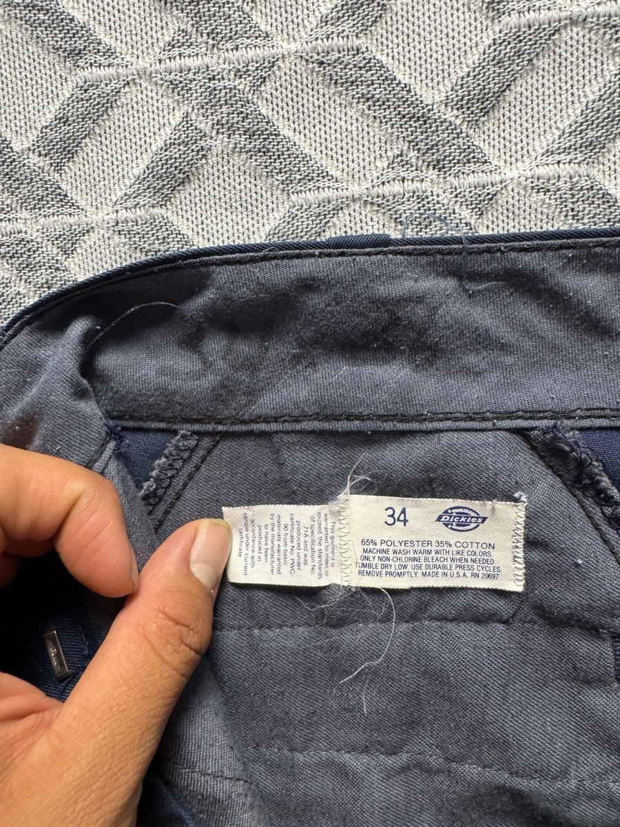 Vtg 80s Dickies Made In USA Navy Blue Straight Leg Chino Tag 34