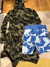 Lot2 Boys Gap Swim Trunks 6-7 Fleece Bathrobe 10/12 Camo Beach Wrap Covering
