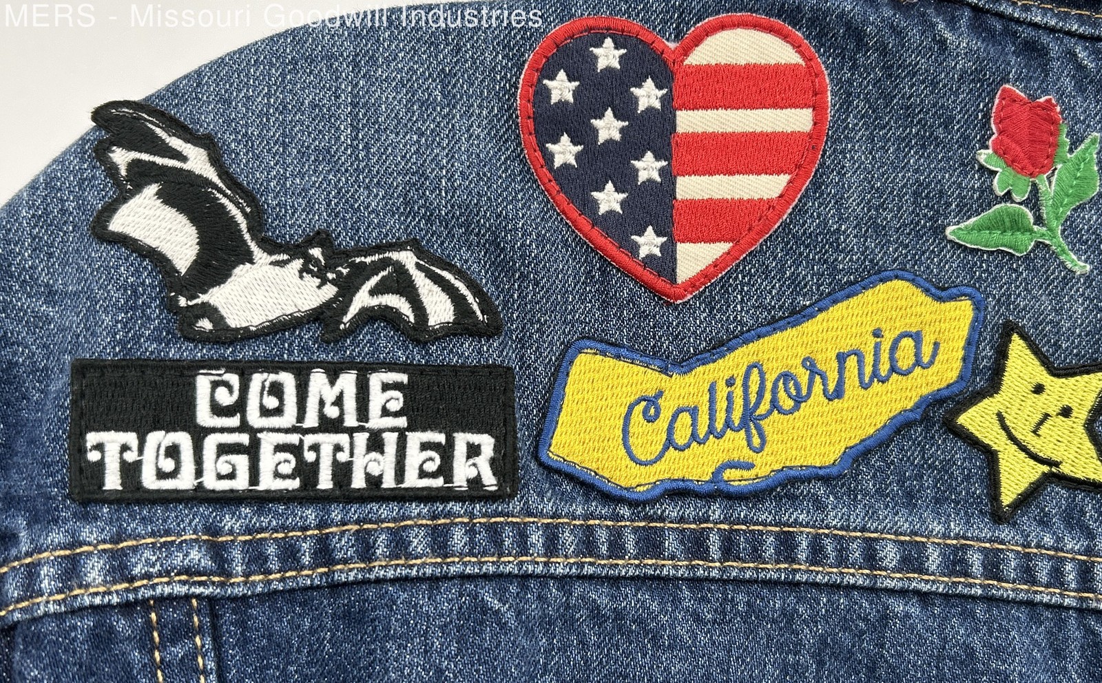 Levis Blue Patchwork Embroidered Denim Jacket Out… - image 6