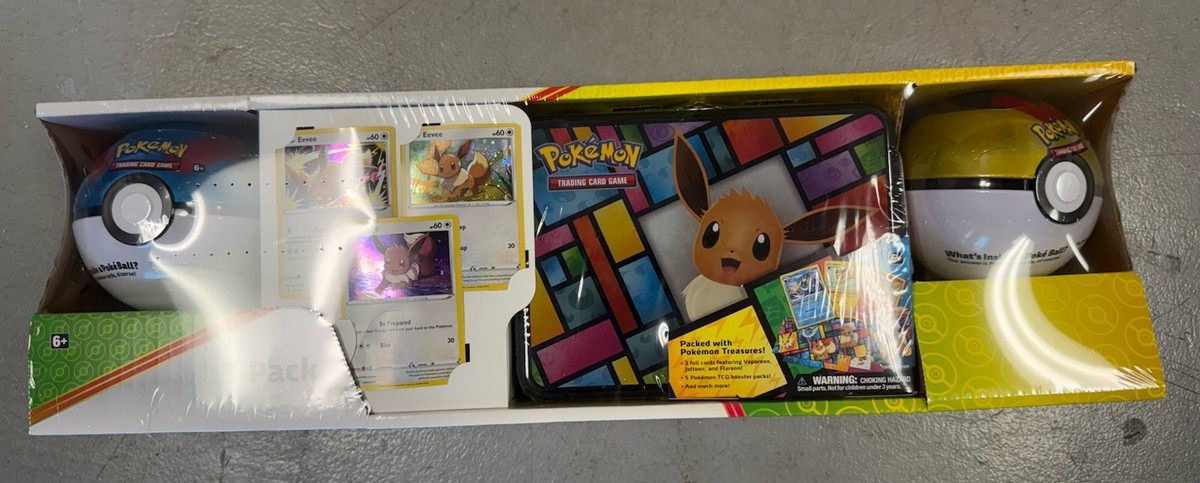 Costco Pokmon Collector 3-Pack: Eevee Treasure Chest + 2 Poke Ball Tins