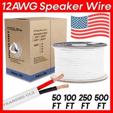 12AWG Speaker Wire 2 Conductor 12Gauge Cord Car Home Audio In-Wall Cable CL2 LOT