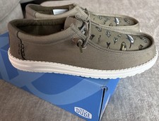 Hey Dude Wally Marlin Shoes In Aluminum Brown Fish & Lures Men’s SZ 12 NIB