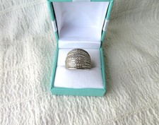 HEAVY,  SILVER, TOVA, DQCZ, DIAMONIQUE RING, LOND HALLMARKS, SIZE Q, 13.02gs
