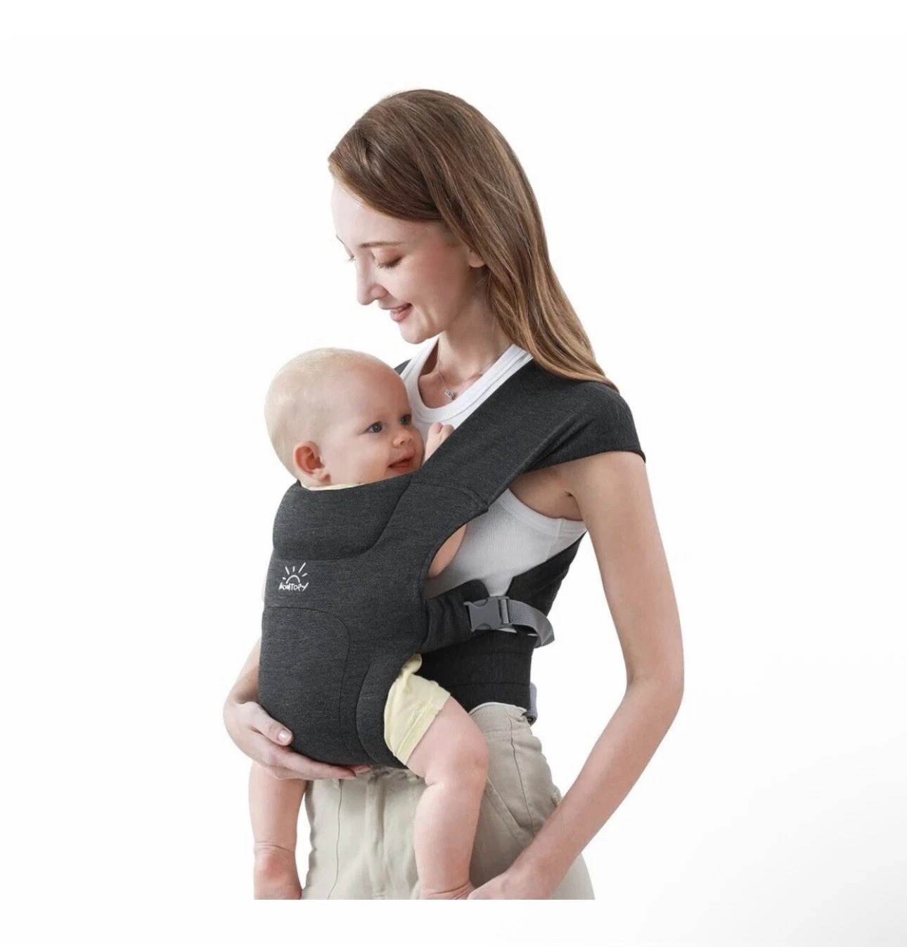 MOMTORY Cozy Baby Wrap Carrier Easily Adjustable Soft Fabric Dark Gray