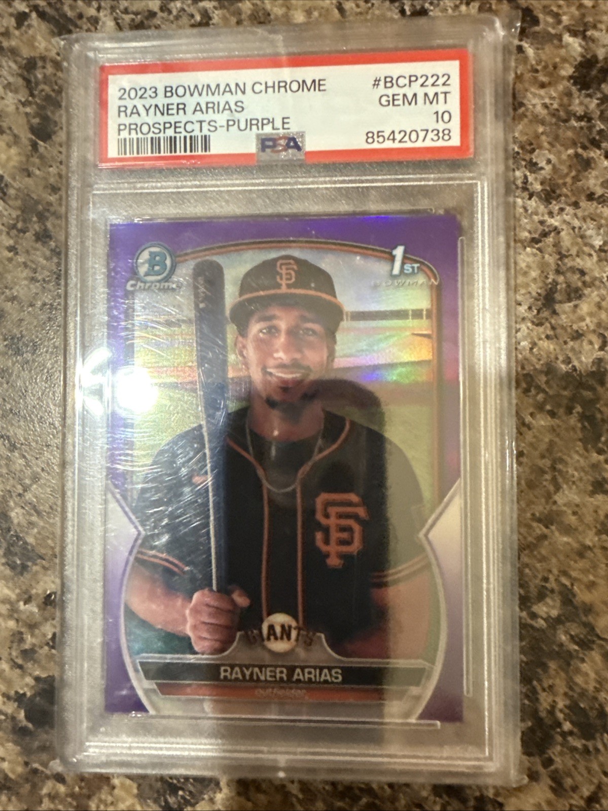 2023 Bowman Chrome - Prospects Rayner Arias #BCP-222 Purple Refractor /250 (RC)