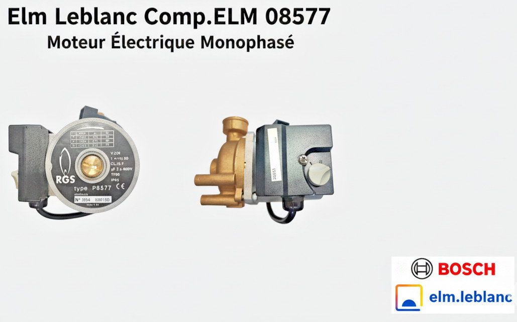 Moteur électrique monophasé Elm Leblanc 08577 RGS TYPE P8577 230V 50hz pièce de rechange