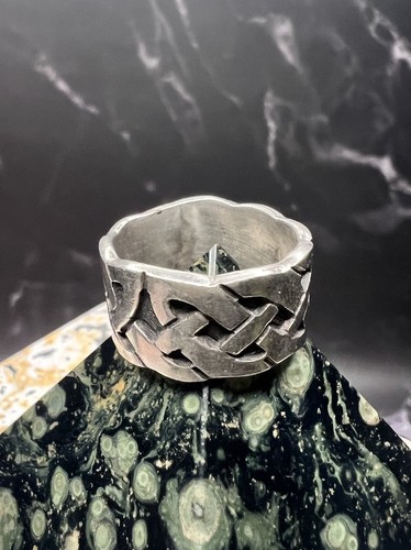 Vintage 925 Sterling Silver Celtic Knot Wide Band Ring Size 6 | eBay