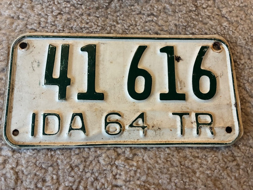 1964 IDAHO TRAILER LICENSE PLATE ID ODD ODDBALL 41 616