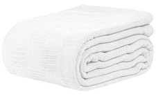 Hospital Thermal SNAGLESS Spread Blanket 100 Cotton 74x100 in White