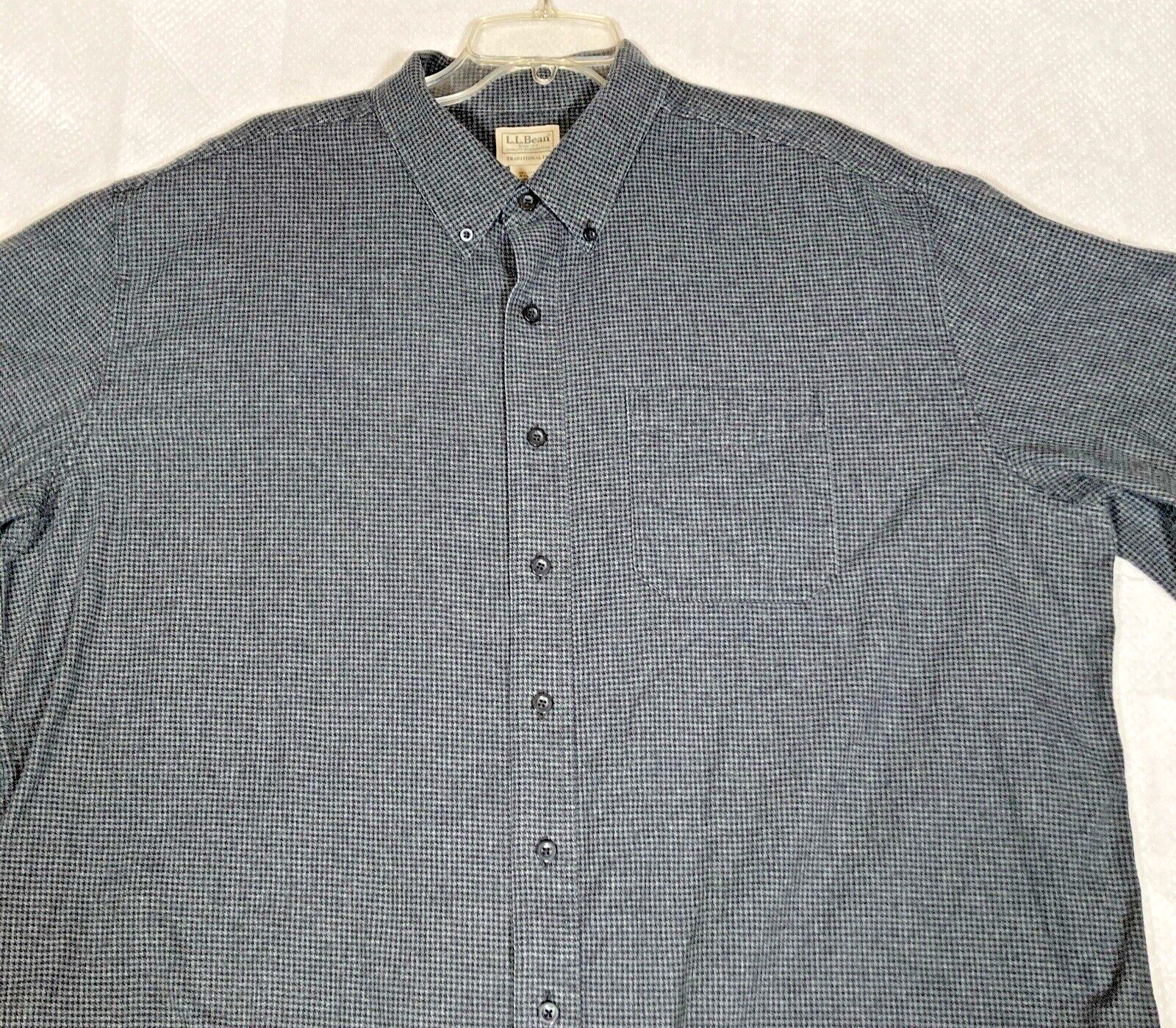 LL Bean Men's XXL Blue Black Cotton Work Casual Shirt Traditional Fit
