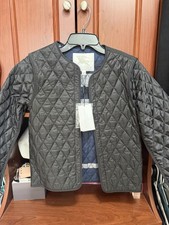 Burberry Quilted Black Jacket Girls 12Y Snap Closure Lined Cotton Plaid