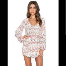 Show Me Your Mumu Rainey Mini Dress Paisley Boho V Neck Flowy Womens M