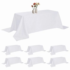 6 Pack Rectangle Tablecloth 90 x 156 Inches White Table Cloth Stain and Wrink...