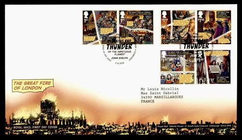 DR WHO 2016 GB FDC GREAT FIRE OF LONDON ANIV COMBO M77355