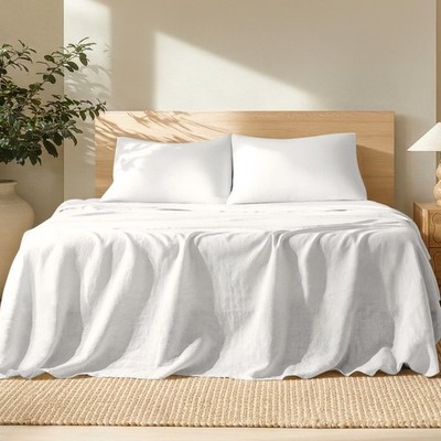 Bare Home Luxury 100% Linen Sheet Set - Deep Pockets - Easy Fit