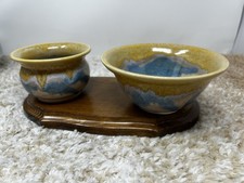 Vintage 80s Beacham Pottery Swirl Glazed Bowls Dishes  